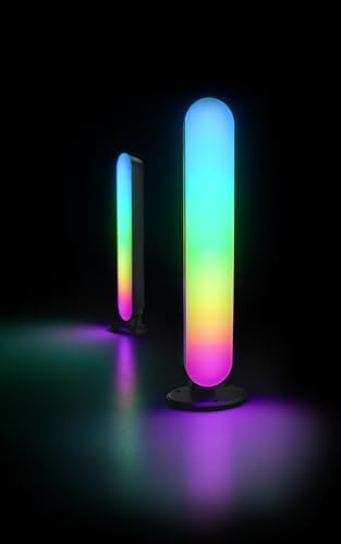 Reality Leuchten LED Tischleuchte 2er Set Game R55382102, Kunststoff Schwarz matt, inkl. 2x 2.5 Watt LED, Fernbedienung, Dynamic Light, Sound Control, USB