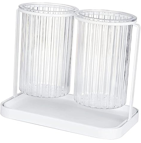 LIFKOME Essstäbchenkäfig mit Fässern Besteckhalter aus Glas Löffelhalter werkzeugträger messerbänkchen Gabeln Besteck Kunststoffglas Utensilienhalter für Löffel Utensilienversorgung