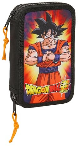 Safta DRAGON BALL - Astuccio scuola per bambini, con 28 oggetti inclusi, ideale per bambini dai 5 ai 14 anni, comodo e versatile, qualità e resistenza, 12,5 x 4 x 19,5 cm, colore: nero, Nero,