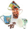 AOTELIDA Tassen Set, Kaffeetassen Set 4 Personen, 350 ml kaffeebecher keramik, Knochenporzellan Floral Kaffeetasse, Für Kakao Milch Kaffee Cappuccino Tassen Set