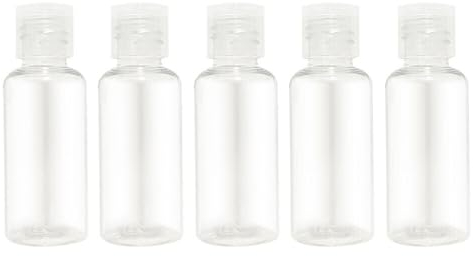 QIRUIRED 5 Pieces Flip Cap Bottles Plastic Empty Transparent Containers Bottle Refillable Squeeze for Travel Shampoo Cosmetic Lotion Toiletries (50ML)