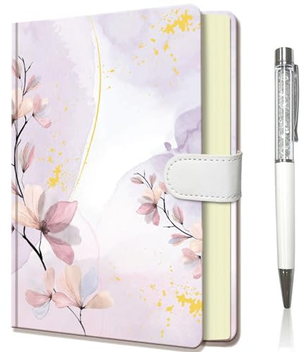 DWIYITTN Kinder Notizbuch mit Stift,Klein Blume Tagebuch Mädchen 19x13,5cm Hardcover Liniert Notizblock mit Stift und Magnetverschluss Notizbücher set Geschenke für Schul, 96 Blatt 80 g/m²