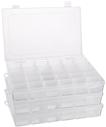 MUXHEL 3er-Set 36 Fächer Aufbewahrungsbox, 27.5 x 17.3 x 4.3cm Sortimentskasten, Sortimentsboxen, Plastik Aufbewahrungsbox Schmuck, Schrauben Sortierbox, Einstellbar Sortierkasten