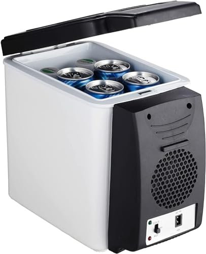 MOOWI Piccolo Frigorifero Mini Frigorifero 6L Riscaldatore 2 in 1 Multifunzionale 12V Frigo da Viaggio Congelatore Elettrico Portatile Frigorifero di Raffreddamento (Color : White)