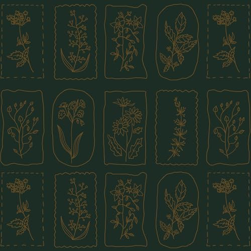 CiCiwind Self Adhesive Wallpaper Green Gold Floral Contact Paper 41×300cm Peel and Stick Wallpaper Thicken Botanical Sticky Back Plastic Waterproof Living Room Bedroom Wall Furniture Vinyl Film