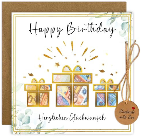 Luckeey Geburtstagskarte Geldgeschenk Verpackung, Geldgeschenke Geburtstag mit Umschlägen, Geburtstagskarte Mann Frau Geldkarte Geburtstag, Geburtstagsgeschenk für Männer Frauen