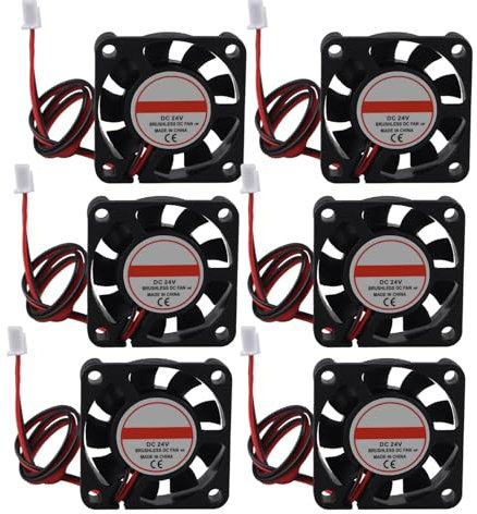 Jopto 6 Stück 3D Drucker Lüfter DC 24V 4010 Bürstenloser Kühlkühler Ventilator 40 x 40 x 10 mm Geräuschloser 2 pin-kühlgebläse mit 30 cm Kabel für 3D Drucker Zubehör
