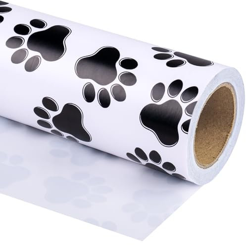 WRAPAHOLIC Geschenkpapierrolle – Mini-Rolle – 43 cm x 100 cm – Hundepfoten-Design, perfekt für Hundeparty, Geburtstag, Babyparty, Urlaub