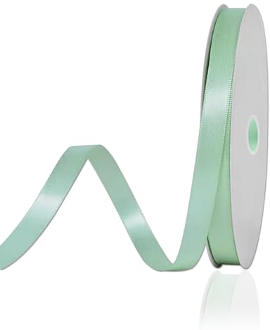 Schleifenband Grün 91mx10mm, Seidenband Geschenkband Doppelseitiges Satinband Dekoband für Geschenkverpackung Basteln Partygeschenk Blumenstrauß