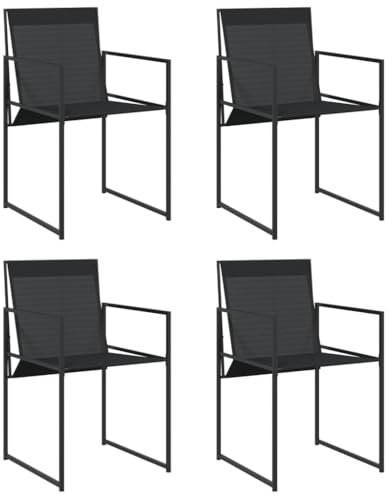 vidaXL Gartenstühle 4 STK. Schwarz Stahl und Textilene, Außenstuhl, Terrassenstuhl, Outdoor Essstuhl, Outdoor Stuhl, Garten Essstuhl