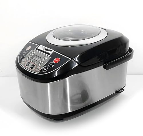 5L Reiskocher mit Dampfgarer & Warmhaltefunktion, Schwarz - Für 6-7 Personen, Rice Cooker mit Visualisierungsabdeckung, 8 Programme, Schnelles Kochen Reiskocher, Antihaftbeschichteter (A)