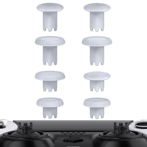 eXtremeRate ThumbsGear Interchangeable Thumbsticks for PS5 Edge Controller, Replacement Original White Analog Thumb Sticks Caps for PS5 Edge Controller - 4 Heights 3 Surfaces Grips -NO Thumbstick Base