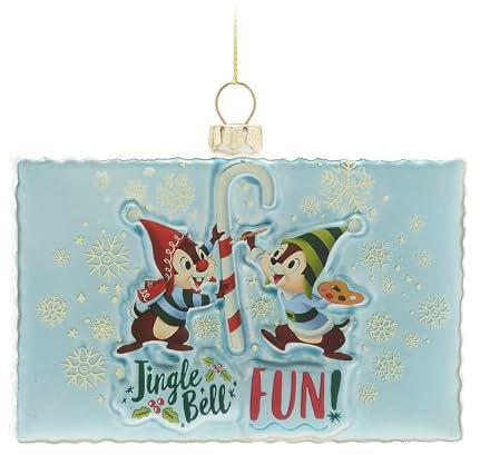 Disney Store Adorno Cristal Postal Festiva Chip y Chop