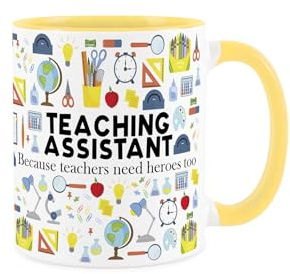Purely Home Teaching Assistant Mug - Humorous School TA & Educational Careers Themed Novelty Gifts - Tea/Coffee Hot Drinks Yellow Ceramic Cup Present