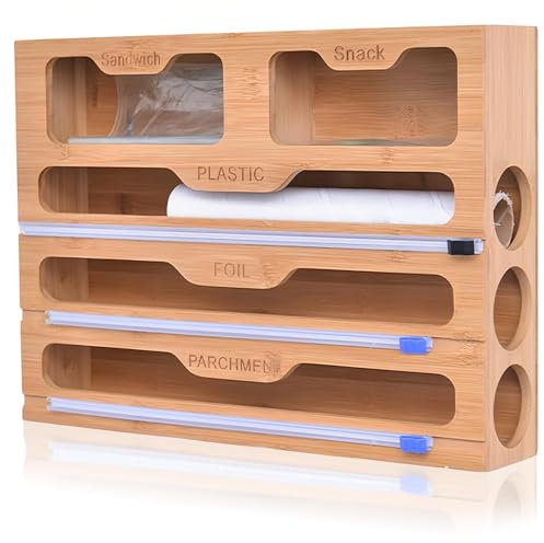 5in1Folienschneider, Folienspender Mit Cutter, Folienschneider Kompatibel, Alufolie Spender, Frischhaltefolie Abroller, Folienspender Schublade, Frischhaltefolienspender Für Küchenschublade(40*29.5*8)