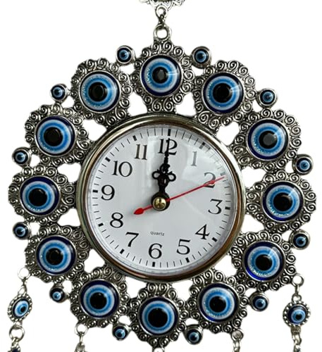 Keskin Böser Blick, türkisches Auge, Glücksauge, böser Blick, Wandbehang, Nazar-Amulett, Glücksamulett, Evil Eye Uhr (16 x 34 cm)
