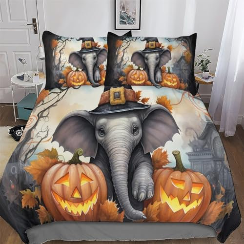 AAPZY Elefants 3D Muster-Bettwäsche-Set 2teilig Mit Bettbezug Und Kissenbezug, Für Jungen Mädchen Schlafzimmer Atmungsaktiv Mikrofaser Bettbezüge Bettgarnitur Single (135x200cm)