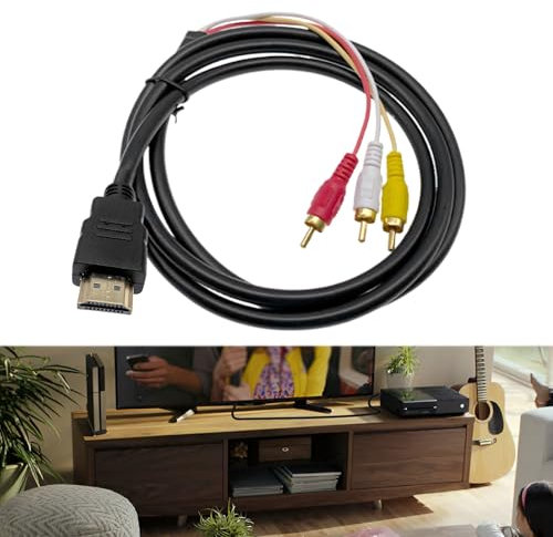 Hdmi to Rca Cable 5ft/1.5m,Hdmi Male to 3 Rca Cable Video Cables to Hd mi Audio Video AV Adapter Suitable for TV/DVD/HDTV/1080p/Most LCD Projectors Transmitter