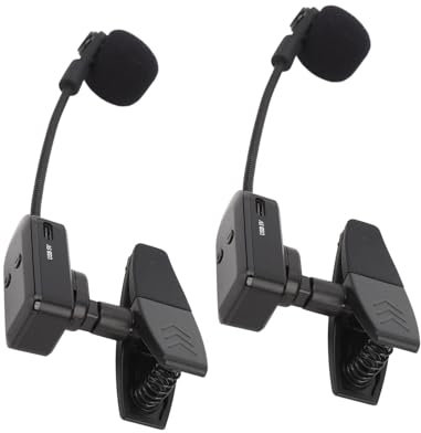 Fockety Microphone sans Fil pour Saxophone, Micro à Condensateur Entièrement Directionnel à Rotation à 360°, Système de Micro sans Fil 2,4 G à Clipser, Signal Stable, Distance de 40 M,