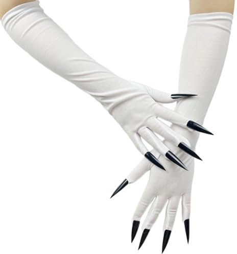 Frotox Fingernägel Vollfingerhandschuhe Mit Langen Nägeln Für Halloween Kostüm Requisiten. Fingernägel Handschuhe Vampirklaue Nägel