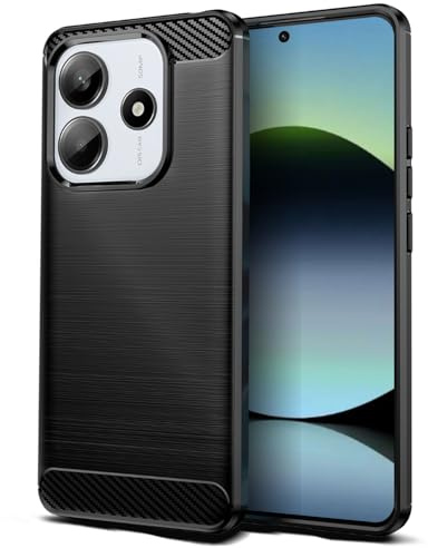 Qiinogow Ultradünne Handyhülle für Xiaomi Redmi Note 14 5G, Schwarz | Kohlefaser Textur Handyhülle mit Stoßfest Kratzfest, Gebürstete Oberfläche, aus TPU