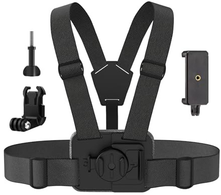BMUUPY Phone Chest Mount Harness Holder Mobile Phone Strap Clip Compatible with GoPro 13/12/11/10/9/8/7/6 DJI Osmo Action 5 Pro 4 3 Insta360 X4 X3 Smartphone and Cell Phones Action Cameras POV/VLOG