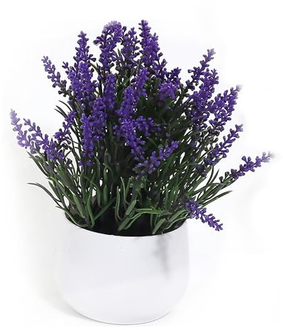 Acihety Künstliche Lavendelpflanze im Topf – Realistische Deko Lavendel 23 cm – Kunstblumen wie echt für Zuhause, Balkon, Büro – Langlebige künstliche Pflanzen für Innen und Außen