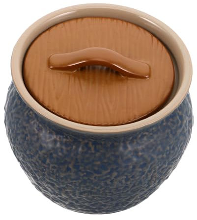BESTYASH Estofado Olla De Vapor Ollas De Vapor Para Cocinar Tazón De Sopa De Cazuela Plato De Cacerola Mini Cazuela Utensilios De Cocina De Cocina Olla Mini Tazón Al Vapor Cerámica Azul