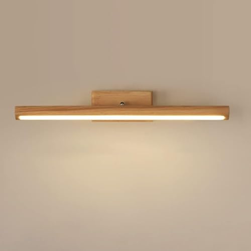 LYOUAE Spiegelleuchte Spiegellampe Holz Lange Streifen Eitelkeit Licht LED 3-Farbe Licht Badezimmer Wand Leuchte Moderne Linear Make-Up Spiegel Front Lampe for Make-Up Licht, Frisiertisch(Wood,60cm)