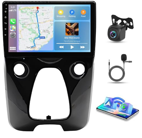 10 Inch Android 14 Car Stereo for Peugeot 108 for Toyota Aygo B40 2014-2021 Car Radio 2G+32G with Wireless Carplay Andorid auto Touchscreen GPS Bluetooth WIFI FM/RDS SWC Backup Camera