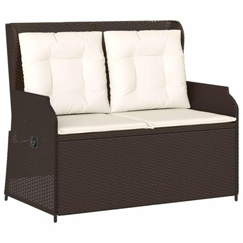 vidaXL Gartenbank Braun Poly-Rattan, Garten- und Terrassenmöbel, moderner Rattanbank, wetterfestes Loungesofa, Verstellbarer Sitzplatz für draußen