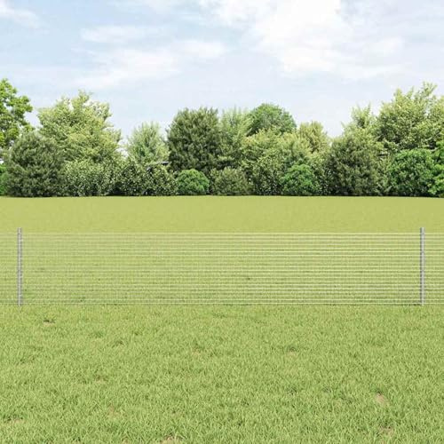Fasba Schweißdrahtzaun mit 11 U-Pfosten Silber 0,4x25 m Stahl, Zaunpfosten Pfosten Weidenetze für Weidezaun Bauernhof Vieh Haustierschutz3336346
