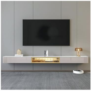 TV Stand TV Cabinet Tea Table Combination Living Room Rock Board Solid Wood Wall Hanging TV Console(Large)