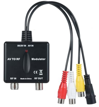ZDETGU HF-Modulator, AV-zu-HF-Konverter, Gesteuerte VHF-Frequenz, NTSC-Ausgang für CATV-Systeme, HD-Eingang, Plug-and-Play-Design, ABS-Konstruktion