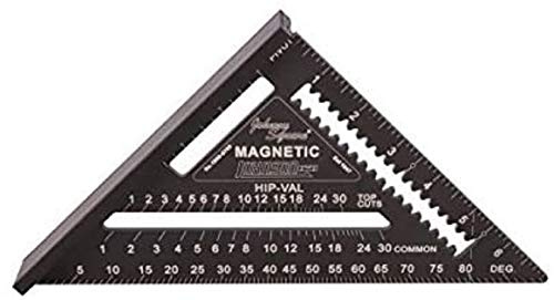 Johnson Level & Tool 1959-0700 Magnetic Johnny Square Professional Easy-Read Aluminum Rafter Square, 7, Black, 1 Square