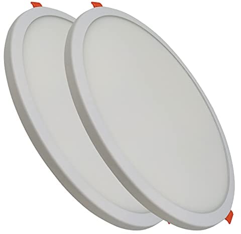LED ATOMANT Pack 2x Panel LED Redondo Plano 20W Corte Ajustable 50-180mm, Blanco Frio (6500K), 1800 lumenes, Driver incluido
