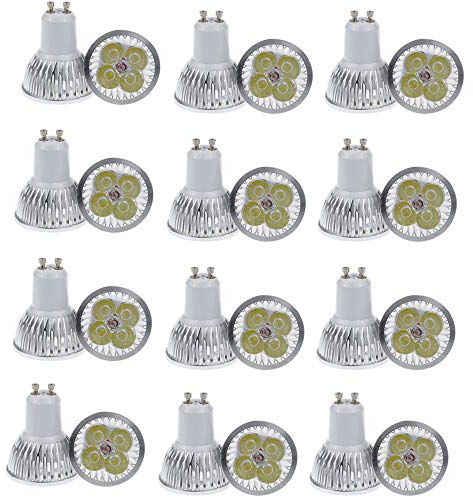 GU10 LED Lampe, 4W 350 Lumen LED Leuchtmittel, 6000 Kelvin Kaltweiß ersetzt 40W Halogenlampen, 12er Pack (GU10 4W 4LED)