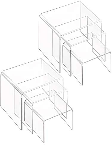 Riser aus klarem Acryl, 2 Sets mit 3 Vitrinenregalen für Figuren, Buffets, Cupcakes und Schmuckständer, mit klebriger Schutzfolie
