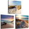 decomonkey Bilder Set Strand Meer 60x20 cm 3 Teilig Wandbild Groß Leinwandbild XXL Deko Wohnzimmer Schlafzimmer Büro Wanddeko Leinwand Pictures For Wall Poster Wall Painting Natur Landschaft