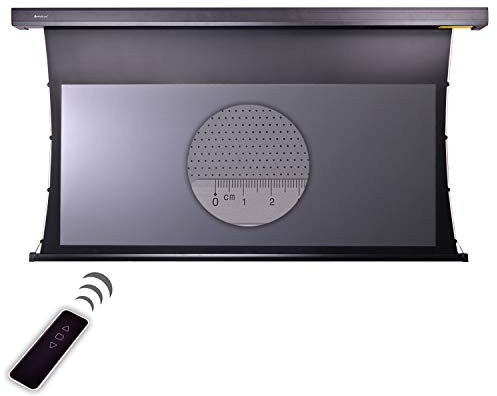 HiViLux Tension Motor Leinwand ALR Hochkontrast Grau Tuch: HiViGrey Cinema 5D MP/HDR Akustics transparente 8K Gain=1,25 Micro Perforated schalldurchlässig (21:9 Bild:311x132cm 133 Diagonal,Schwarz)