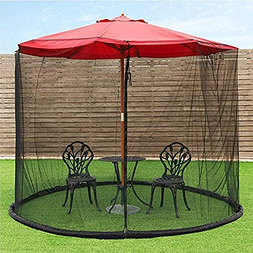 ZKHD Moskitonetz Sonnenschirm,insektenschutz Für Sonnenschirme,faltbares Moskitonetz Ampelschirm Mit Reißverschluss, Abdeckung Uv-beständiges Moskitonetz Für Outdoor-Yard Camping,Black-300 * 230cm