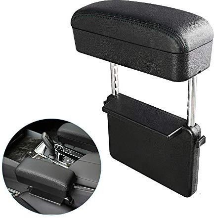 Blueshyhall Car Center Console Organizer Armrest Storage Box Holder Container, Black Leather Arm Rest Wireless Charger