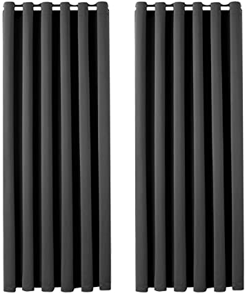 Aspire Homeware Blackout Curtains for Bedroom - Thermal Eyelet Grey Curtains Window Treatments Super Soft Ring Top Living Room Curtain & Drapes 2 Panels 46 x 54 inch Drop