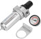 1/2 Water Trap + Compressed Air Filter Regulator Combo, BSP 1/2 Air Compressor Moisture Water Trap Filter Regulator with Mount Connection with Adjustable Pressure Control Knob Compressor Filter Kit