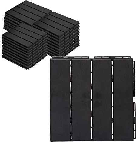 ASTEROUTDOOR Ineinandergreifende Deckfliesen aus Kunststoff, wasserdicht, für den Außenbereich, 30,5 x 30,5 cm, für Terrasse, Garten, Terrasse, Pool, drinnen und draußen, 27 Stück, grau