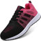 ANBIWANGLUO Baskets pour Femmes Chaussures de Course athlétiques Chaussures de Marche à Lacets Chaussures de Sport en Plein air Respirantes pour Le Jogging Rose Rouge 36 EU