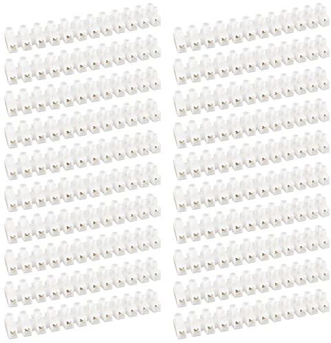 Iyowei 20 Pezzi Terminale Lustre a Viti, 10A Morsettiera Elettrica per Cavo Morsettiere a Vite a Doppia con Fila in Lega per Collegare Elettrodomestici Circuiti Elettronici- Trasparenti