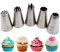 Timkumon 5 Pack Stainless Steel Seamless Piping Icing Tips #1M D42 1A D66 234M, Large Grass Star Piping Nozzle, Cake Decorating Tools for Baker