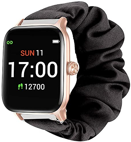 LvBu Armband Kompatibel mit Letsfit EW1, weiche Haargummis Uhrenarmband für Letsfit EW1 / Letsfit IW1 / Letsfit EW2 Smartwatch (schwarz)