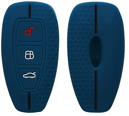 kwmobile Autoschlüssel Schutzhülle kompatibel mit Ford 3-Tasten Autoschlüssel Keyless Go Hülle - Schlüsselhülle aus Silikon - in Dunkelblau Schwarz